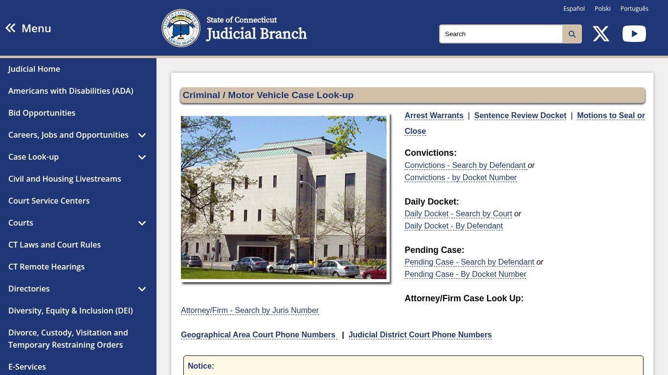 Connecticut Judicial Branch Case Look-up