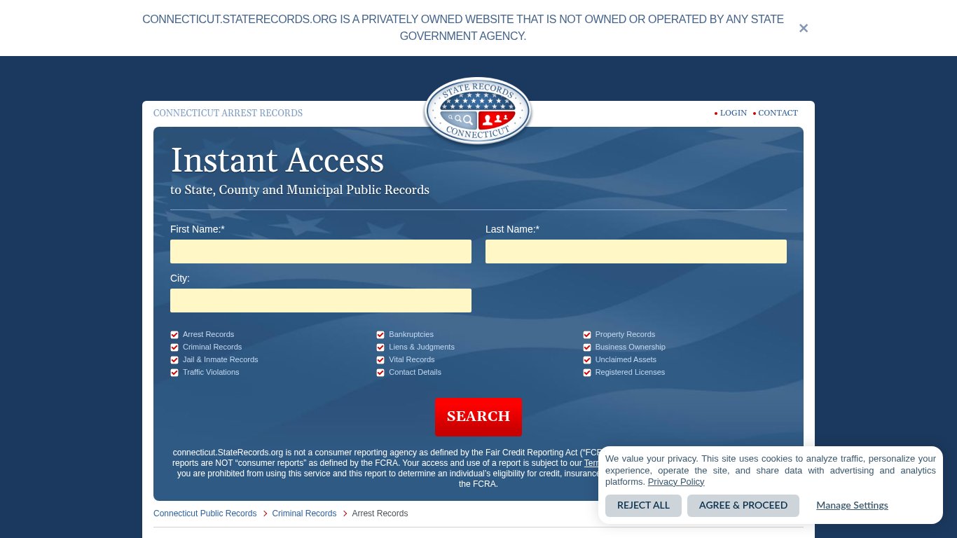 Connecticut Arrest Records | StateRecords.org
